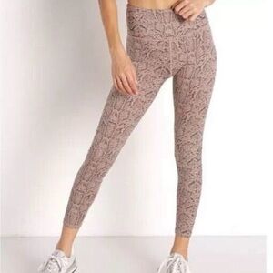 Varley Let's Move Snakeskin Leggings Tan Black High Rise Yoga Gym Size S